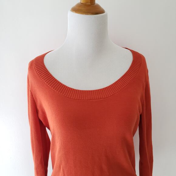 Loft Pima Cotton Scoop Neck Sweater Orange Small - Picture 5 of 9